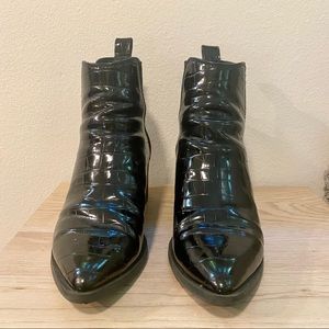 Steve Madden Black Crocodile Ankle Boots